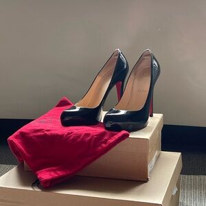 Christian Louboutin Rolando 120 kid Black Patent Leather Heels